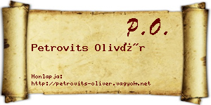 Petrovits Olivér névjegykártya