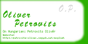 oliver petrovits business card